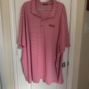 Cutter & Buck Red and White Striped Polo Shirt-Texas Tech